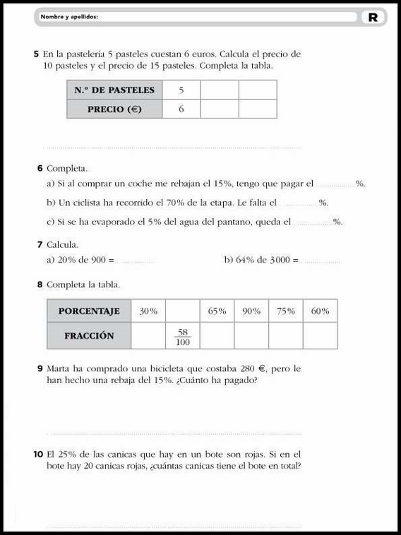 11 歲六年級 數學鞏固練習 14