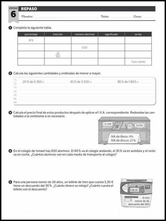 Matematika gyakorló feladatok hatodik osztályosoknak - Ismétlés  28