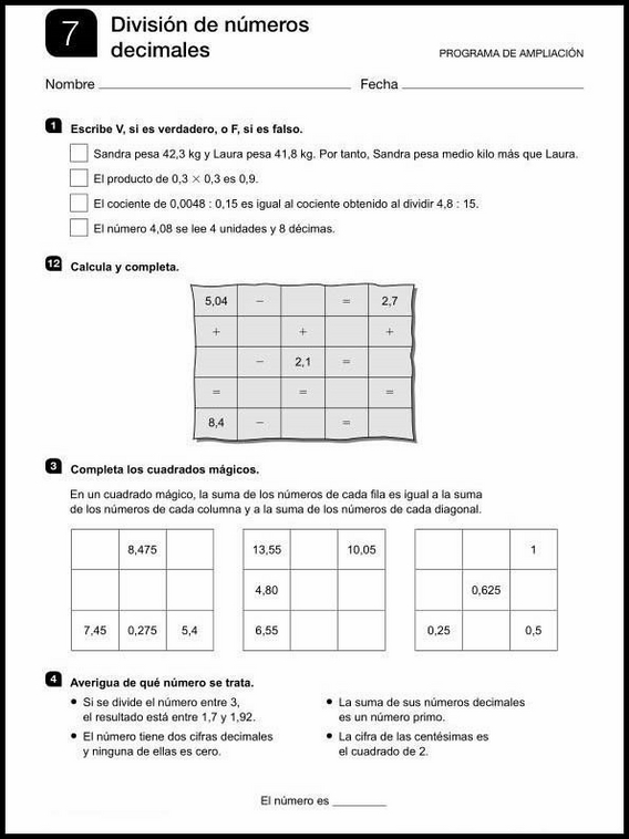 11-vuotiaiden matematiikan kertaamistehtäviä 7