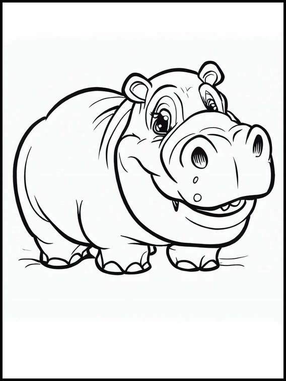 Printable Coloring Pages Hippos - Animals 5