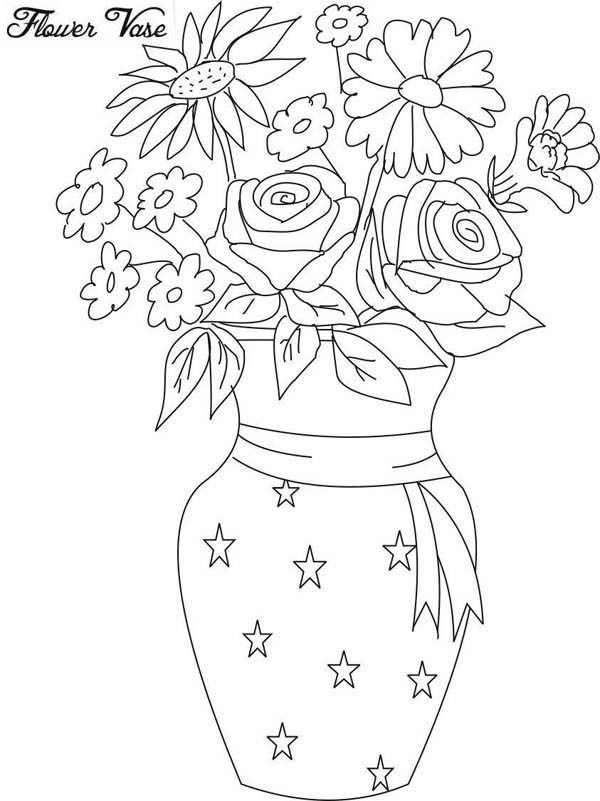 Tegninger Farvelægning Blomster Vaser 21