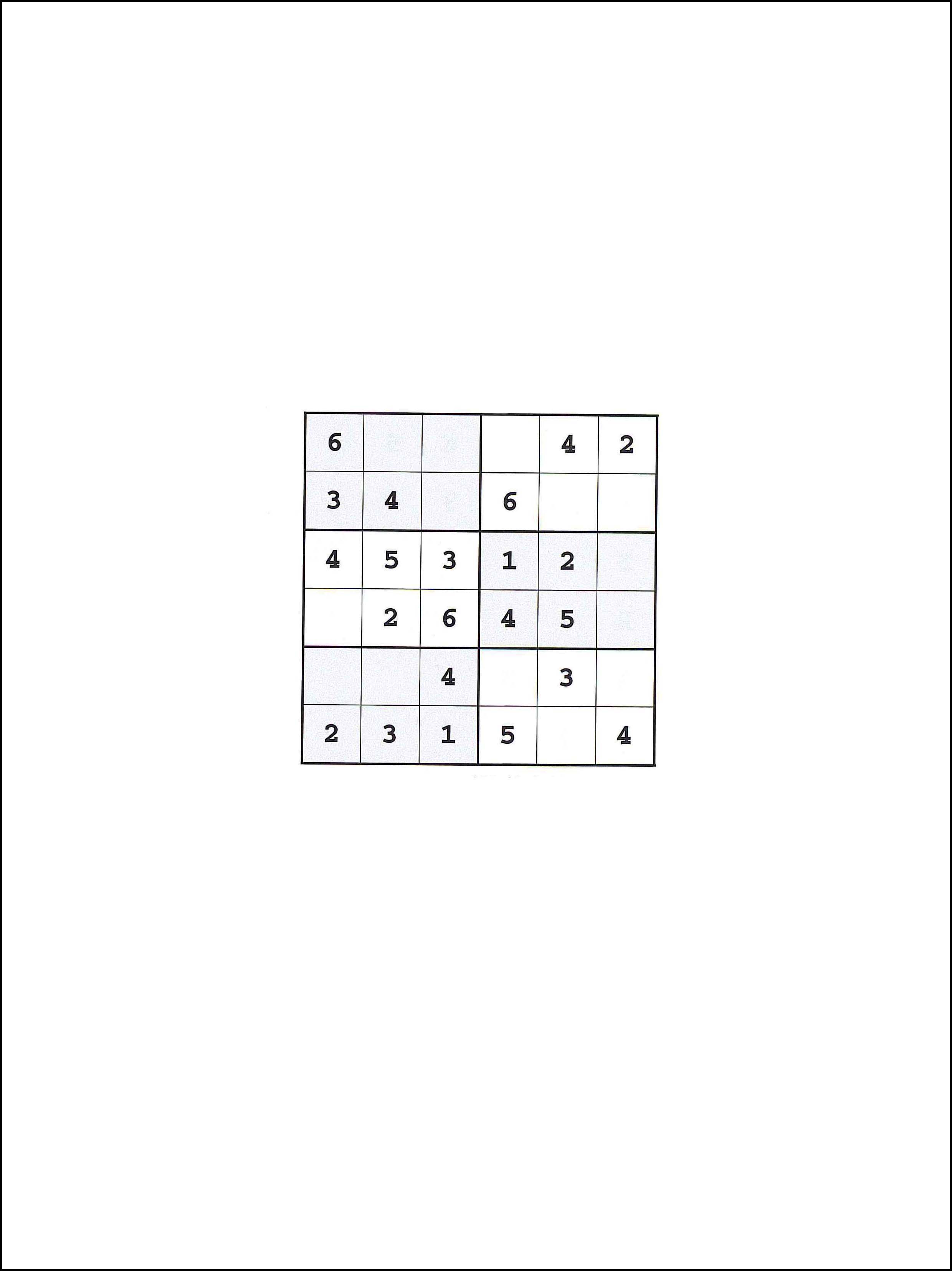 Crianças Sudoku 6x6 - Fácil 